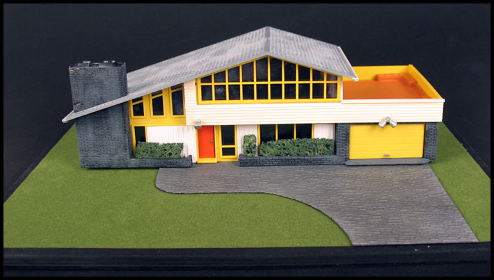 mid modern house design scale model